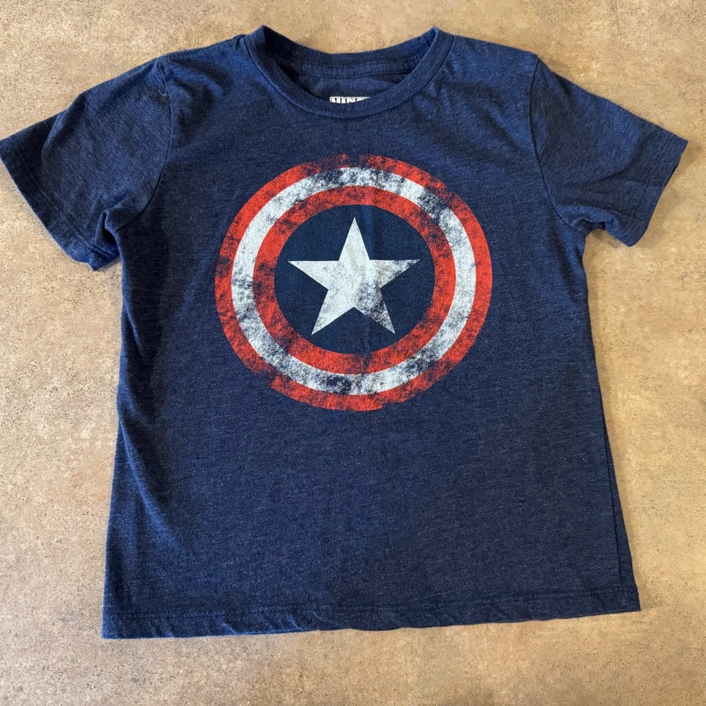 Marvel Captain America Kids Navy Blue Graphic Short Sleeve T-Shirt, Boys 5T